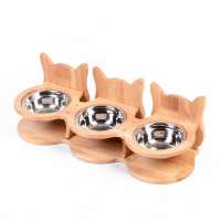 hot sell factory popular wooden Acceptable Solid Bamboo Elevated Pet Dinner dish fish water food Feeder for Small Dogs and Cats