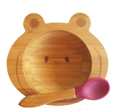 Bamboo&Silicone Suction Stay Put Feeding Plate Baby Toddler Suction Plate Bamboo Baby Bowl