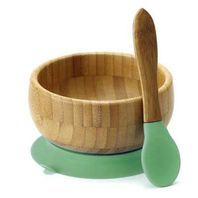 Child restaurant plates kids dinnerware sets bamboo fiber plate silicone baby suction bowl