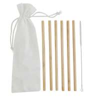 Food grade reusable eco natural  organic Carbonized bamboo straw set and cleaning brush with pouch