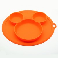 New Design 100% Food Grade Silicone Baby Plates Mickey Shape Dishwasher and Microwave Safe, for Dining Table/Highchair